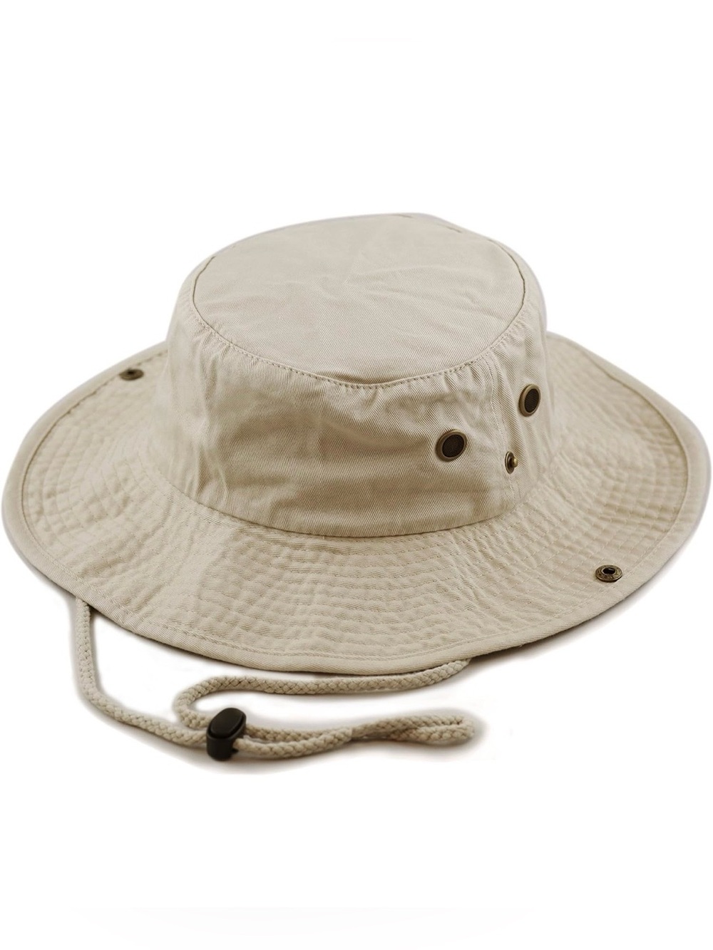 The Hat Depot Cotton Stone-Washed Safari Wide Brim bucket hat khaki